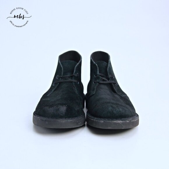 Clarks Bushacre Suede Chukka Desert Boots Black Men 8.5 - Picture 3 of 14